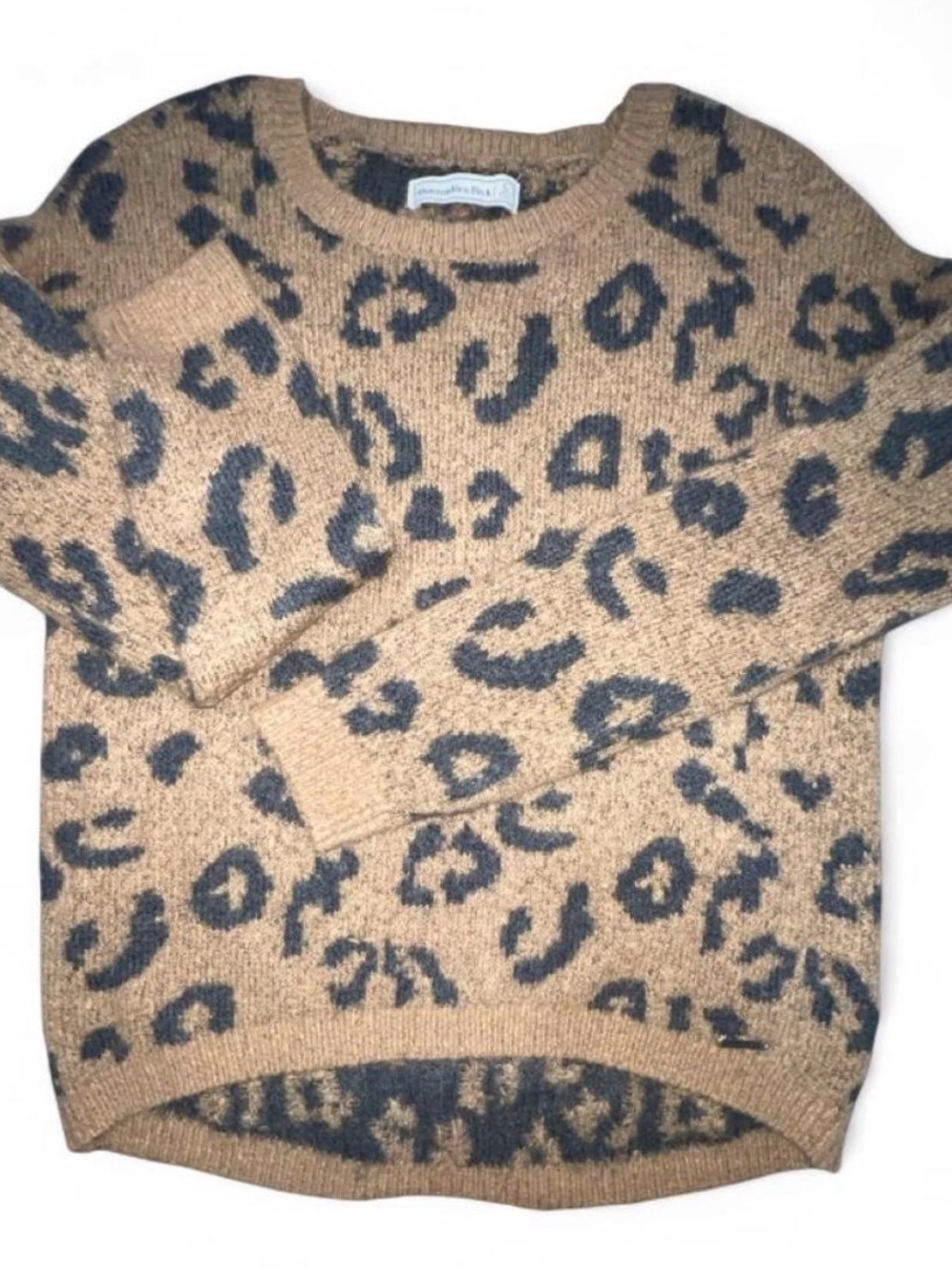 Abercrombie & Fitch Leopard Print Crewneck Sweater - Tan & Black